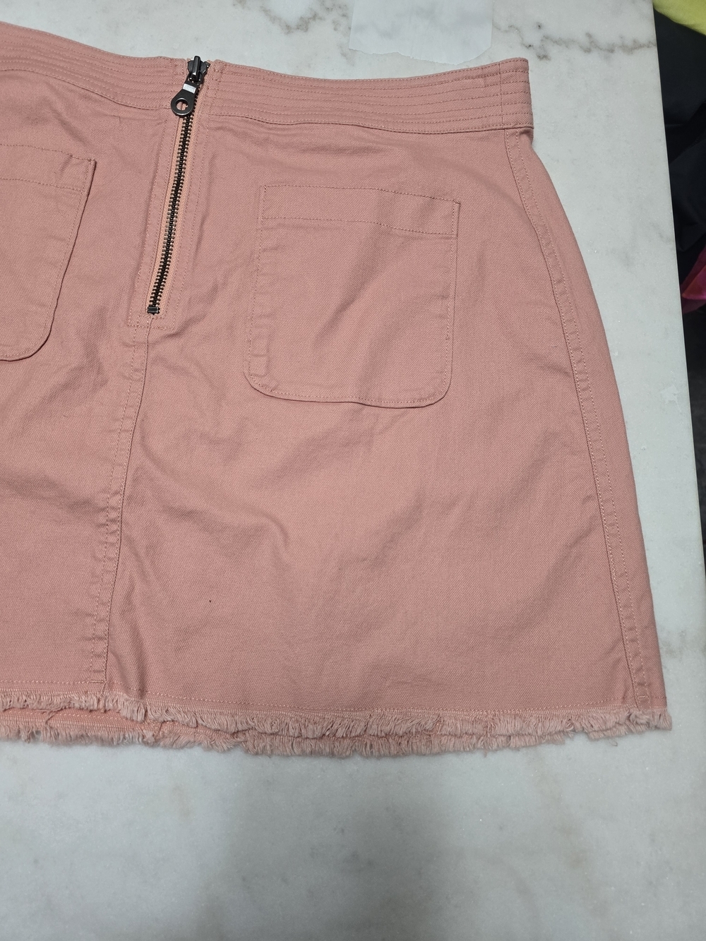 Madewell Coral Pink Zip-Front Mini Skirt - Picture 3 of 5